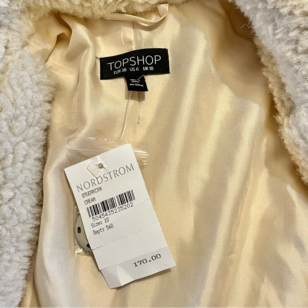 TopShop Teddy Coat in Cream (S) - Picture 13 of 16